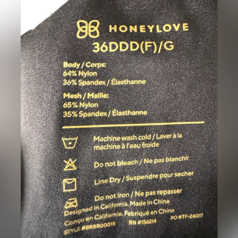 Honeylove - Crossover Wireless Comfort Bra Black 36DDD(F)/G - Picture 7 of 7